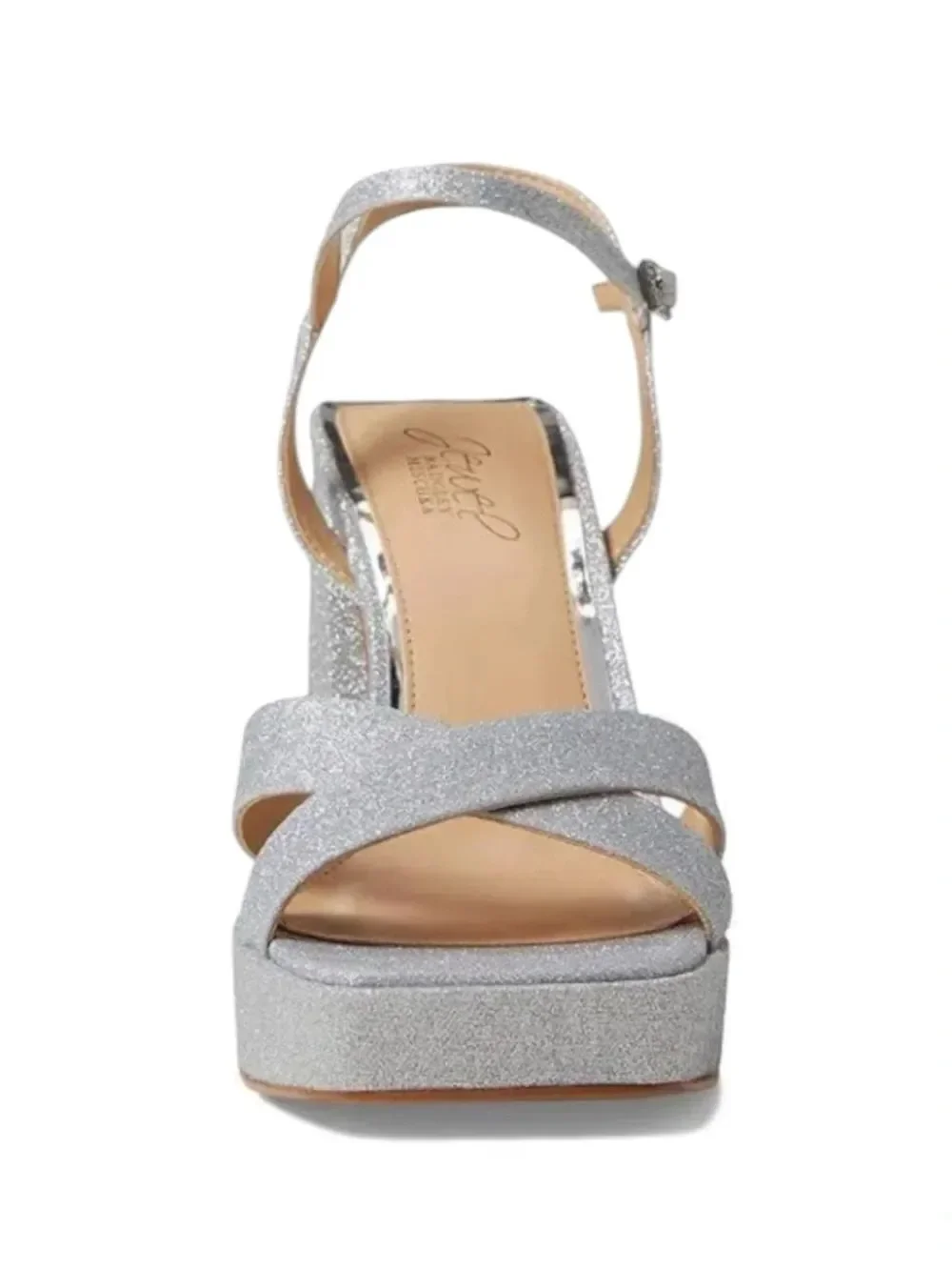 Jewel Badgley Mischka Rainbow Silver Glitter Platform Sandals Size 6